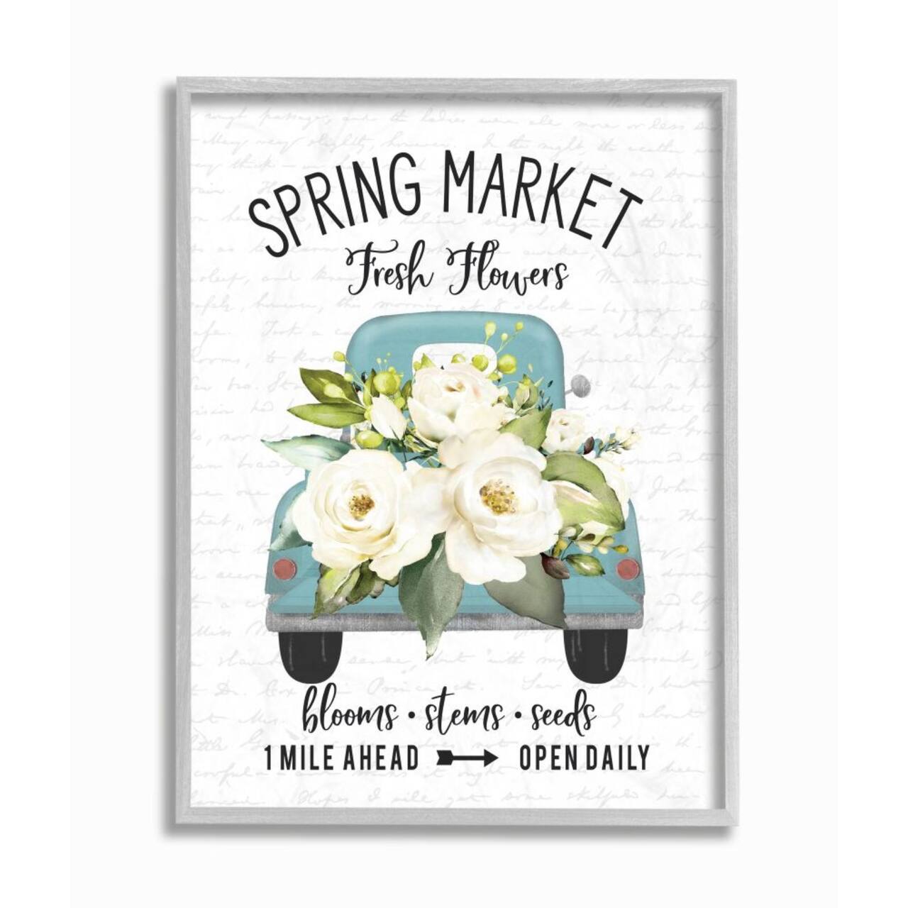 Stupell Industries Spring Market Truck With Countryside Flowers Gray Framed Wall Art